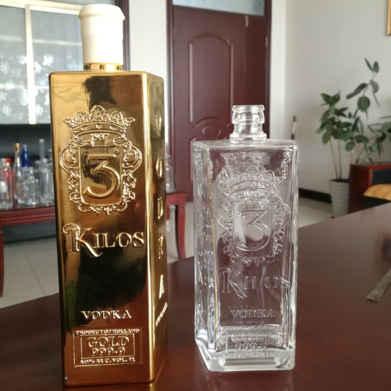 Customized Clear Flint 500ml Quadrat Glasflaschen für Alkohol