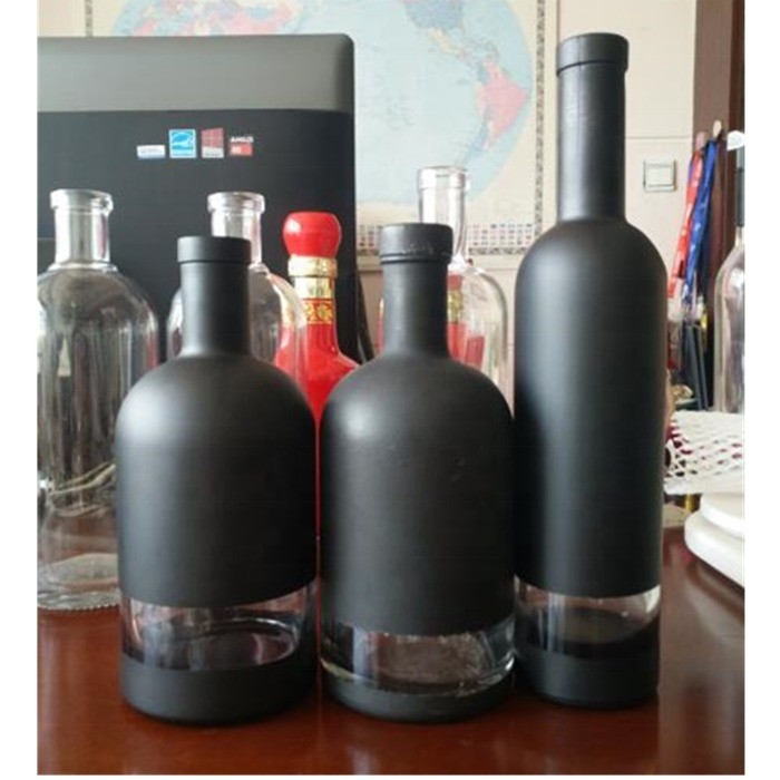 Matte schwarzer Alkohol Gin Wodka Brandy Glasflasche 500 ml 750 ml 700 ml