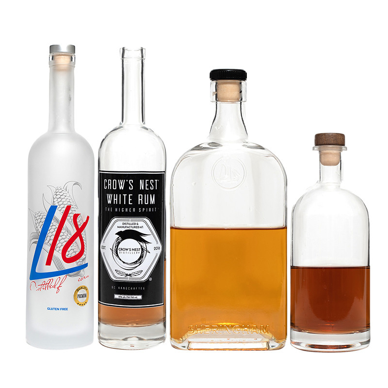 700 ml Glas Brandy Wodka Gin Flasche in schickem Design mit Super Flint Glas Material