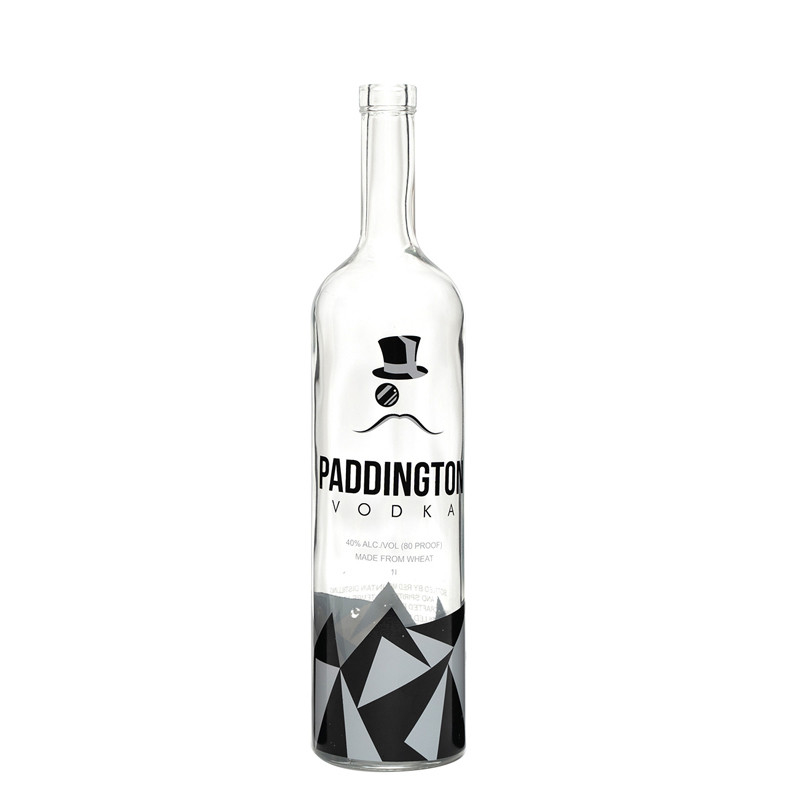 Leere, transparente 700 ml Korkkopf, klare Wodka-Glasflasche für Alkohol